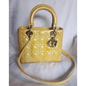 US Based Authentic Christian DIOR Lady Cannage Patent Leather Bag Shoulder strap